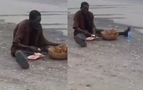Video of 'Mad Man' Eating Sacrifice Kept Around A Polling Unit In Lagos